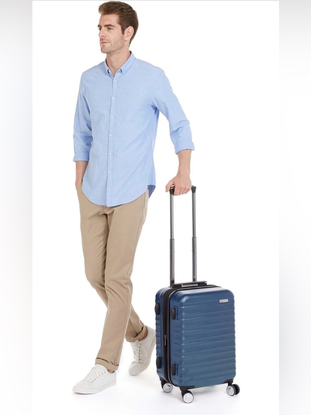 NWT Navy Ribbed Carry on Spinner - Picture 4 of 11